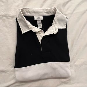 H&M POLO LONG SLEEVE | BLACK AND WHITE STRIPES | SMALL MEN